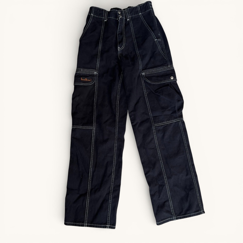 BDG Blaine Wide Leg Cargo Jeans Black 26 Y2K Skate Urban Outfitters